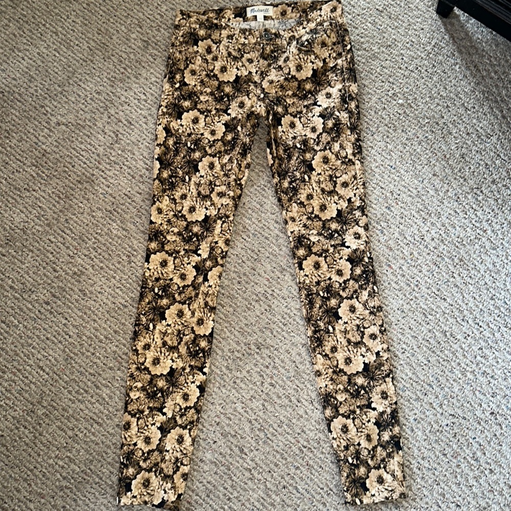 Madewell Corduroy Fall Floral Skinny Pants.  Belt Loops Size 24